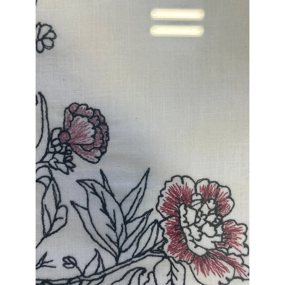 Vintage Framed Floral Embroidery Art Pink Botanical Stitched‎ Wall Decor 14.5